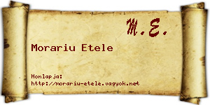 Morariu Etele névjegykártya